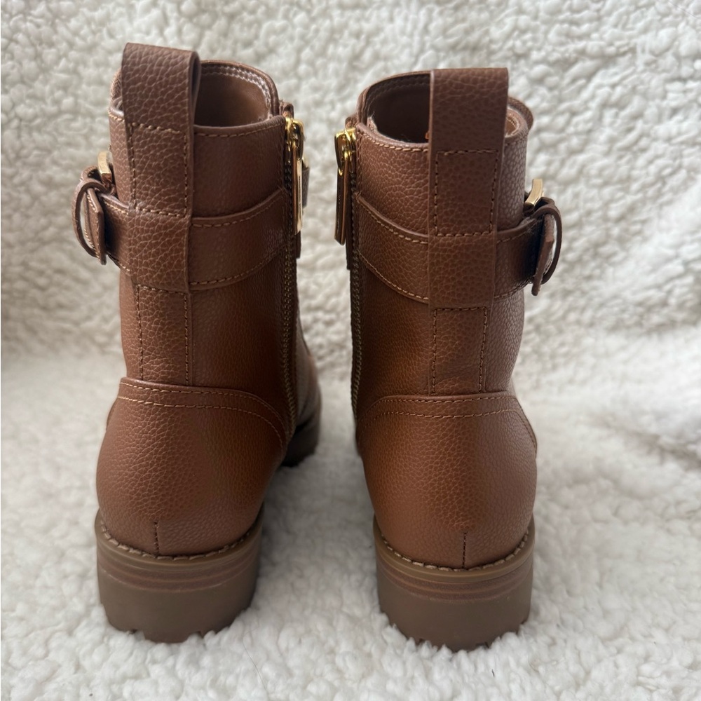 Michael Kors Brown Lace-Up MK Logo Combat Boots - Picture 4 of 8